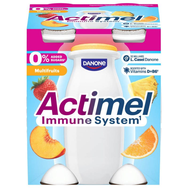 Actimel Probiotický jogurtový nápoj fruit sensation bez přidaného cukru 4×100 g