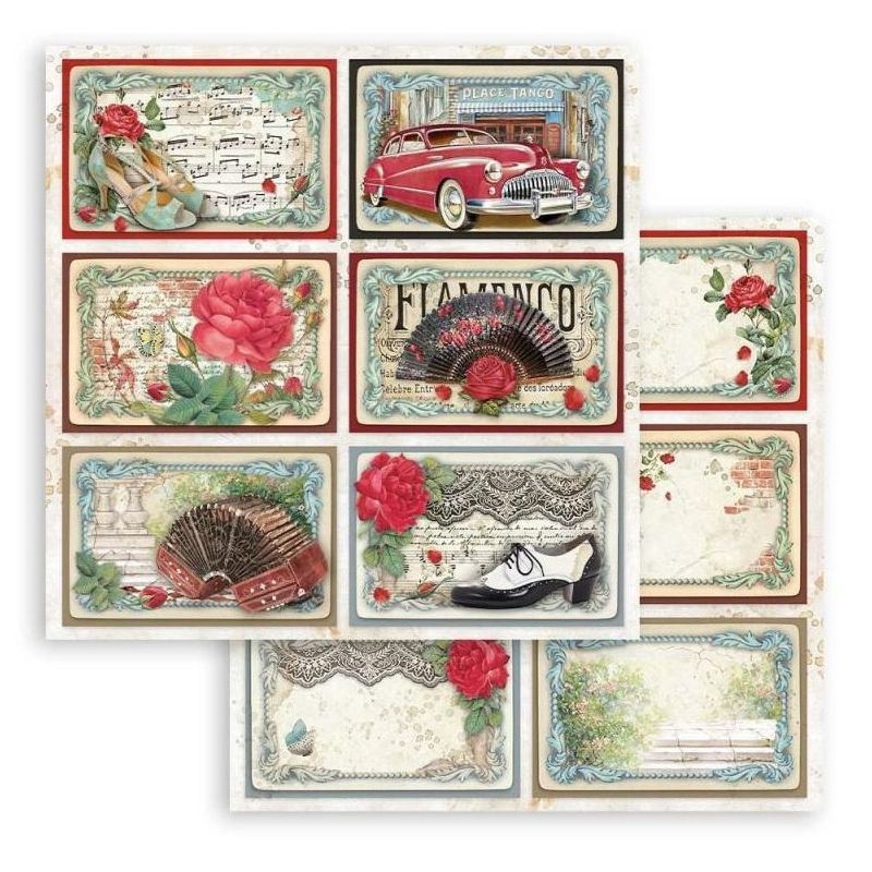 Oboustranný papír na scrapbook (1ks) Flamenco kartičky