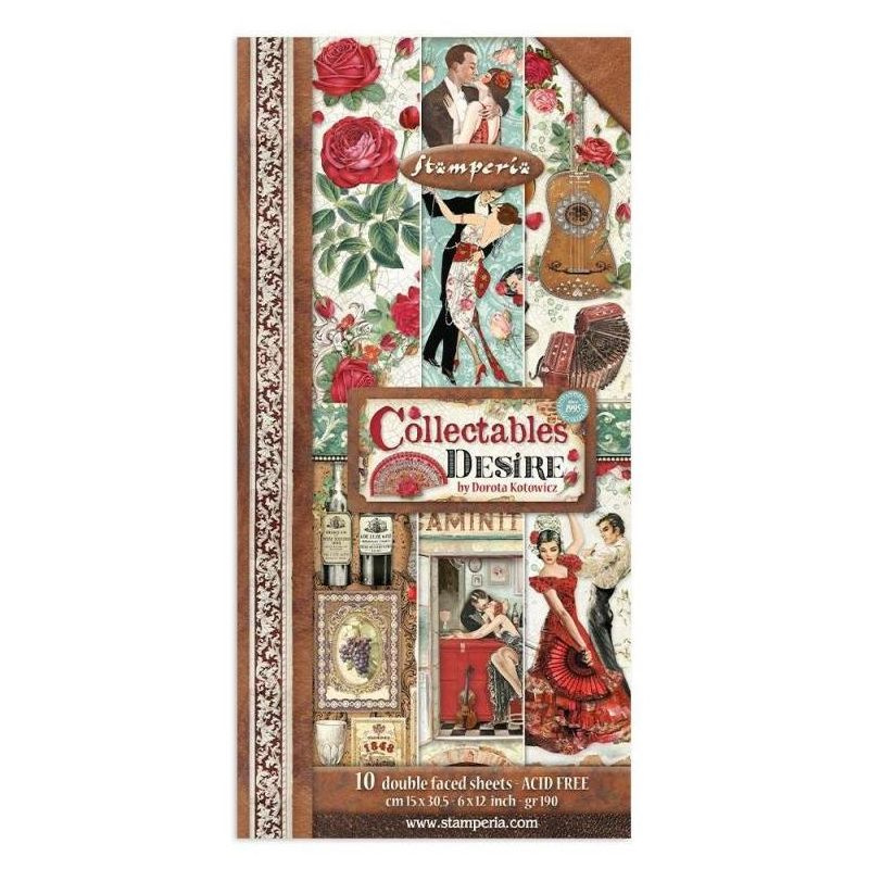 Sada oboustranných papírů 15x30,5cm Desire (10ks)