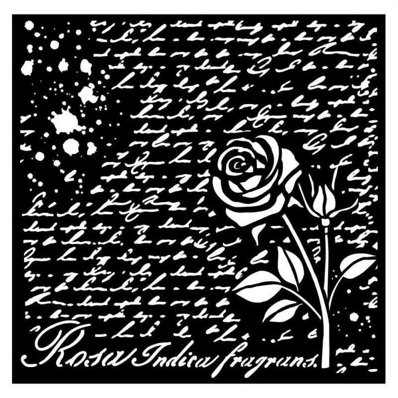 Plastová šablona 18x18cm růže a text