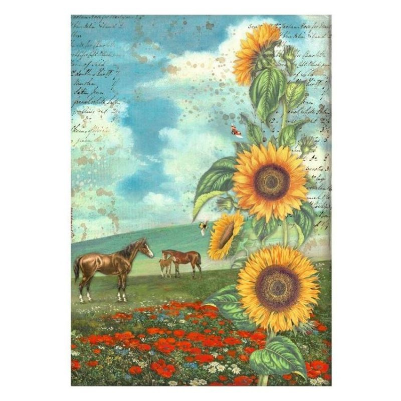 Rýžový papír Sunflower art Koně