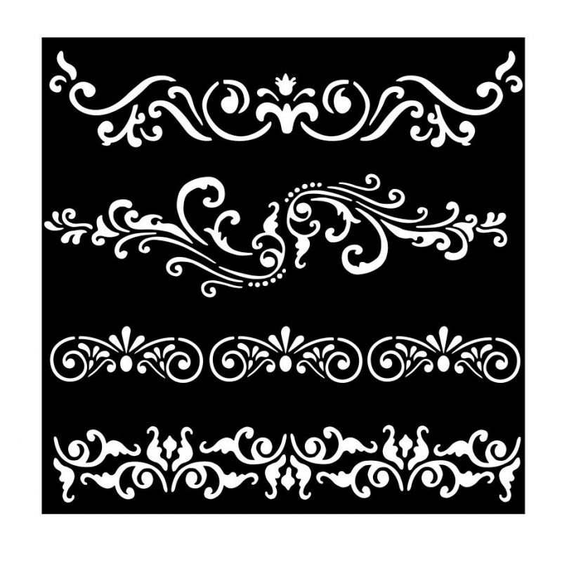 Plastová šablona 18x18cm bordury