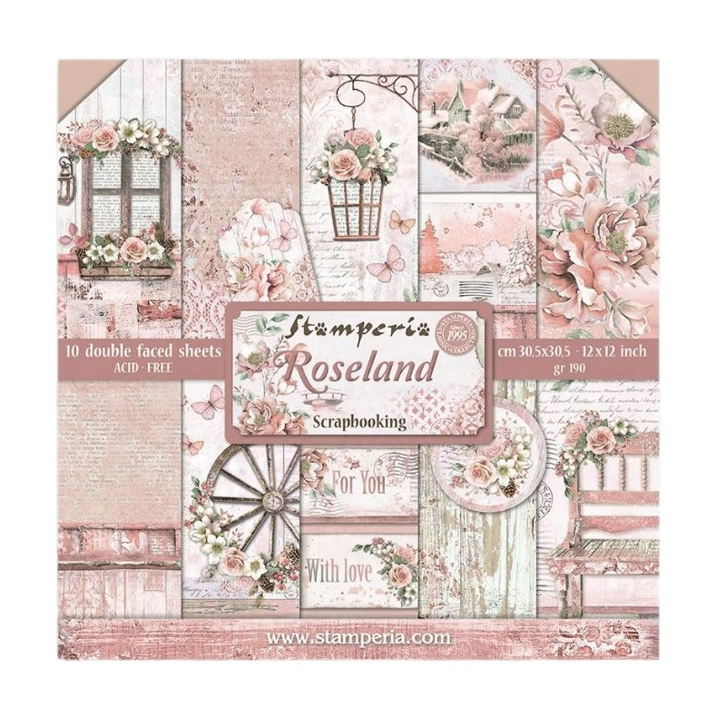 Sada oboustranných papírů 30x30cm Roseland (10ks)