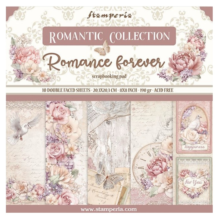 Sada oboustranných papírů 20x20cm Romance Forever (10ks)
