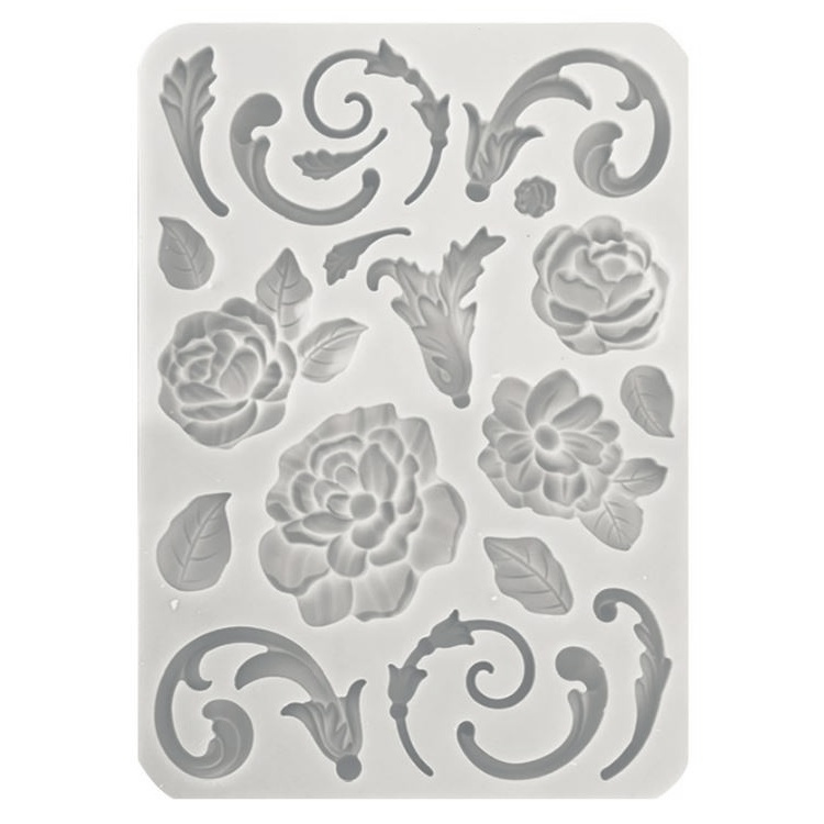 Silikonová forma na odlévání A5 - květiny a ornamenty