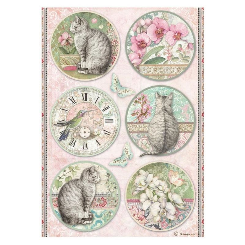 Rýžový papír Kočky a orchideje