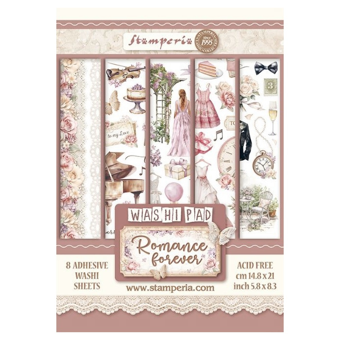 Samolepicí papírová washi páska sada A5 - svatba (8ks)