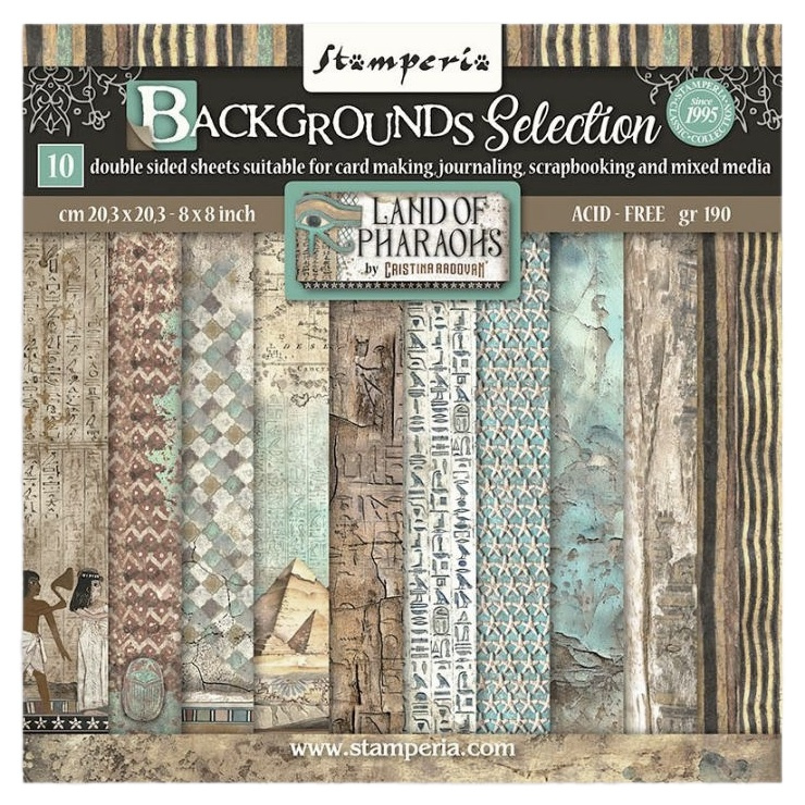 Sada oboustranných papírů 20x20cm Land of Pharaohs (10ks)