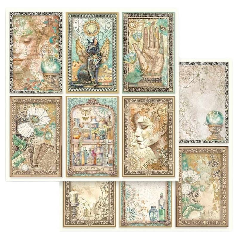 Oboustranný papír na scrapbook (1ks) Alchymie rámečky