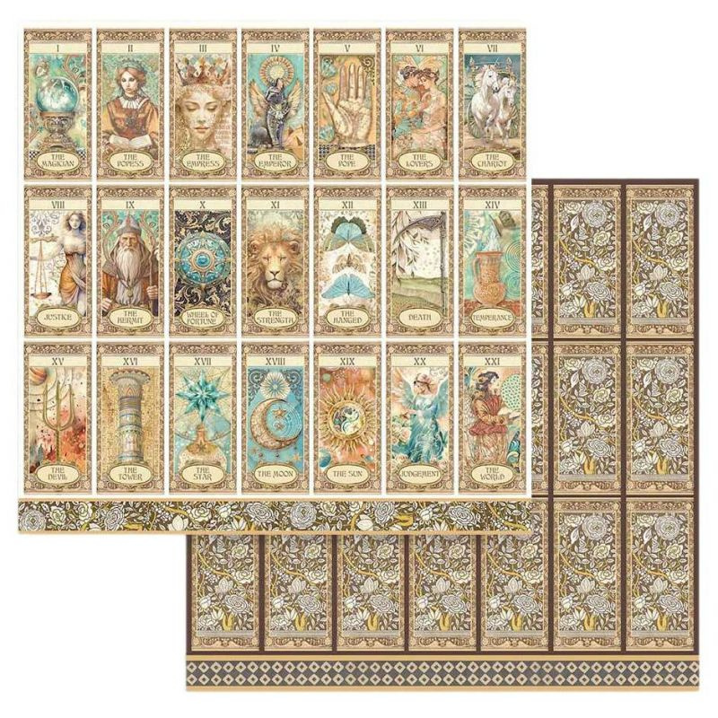 Oboustranný papír na scrapbook (1ks) Alchymie kartičky