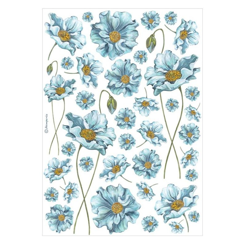 Rýžový papír Modré květy