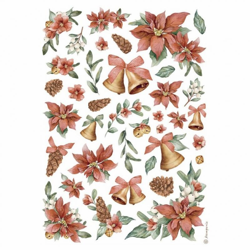 Rýžový papír Vánoční hvězda a šišky