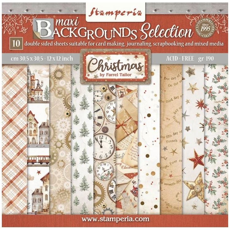Sada oboustranných papírů 30x30cm Christmas (10ks)
