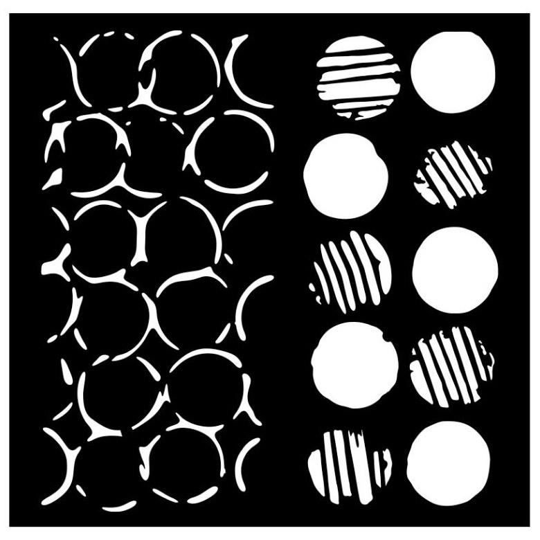 Plastová šablona 18x18cm textura kruhy