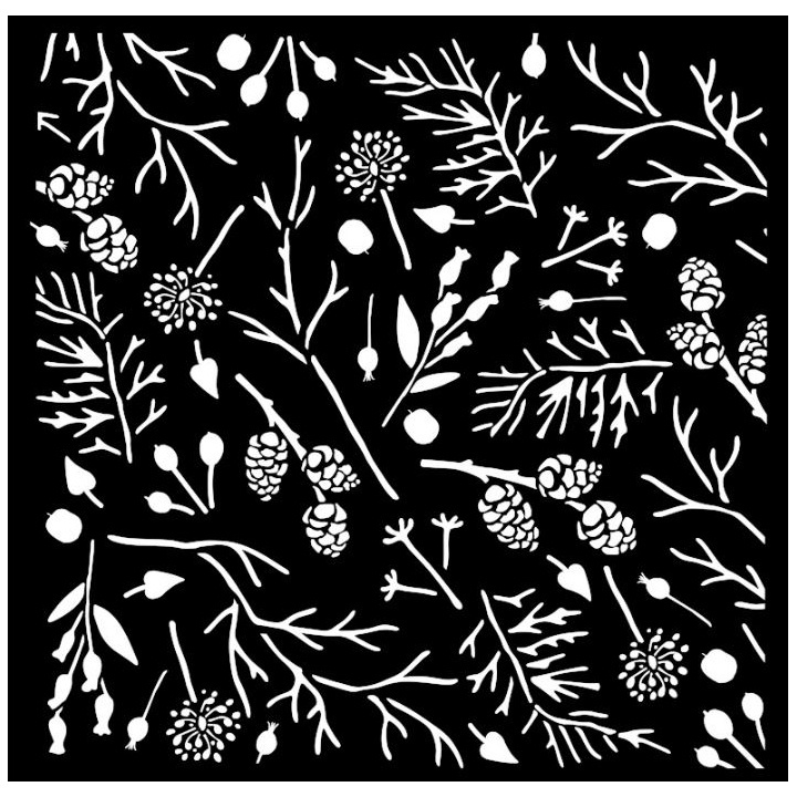 Plastová šablona 18x18cm větve a šišky