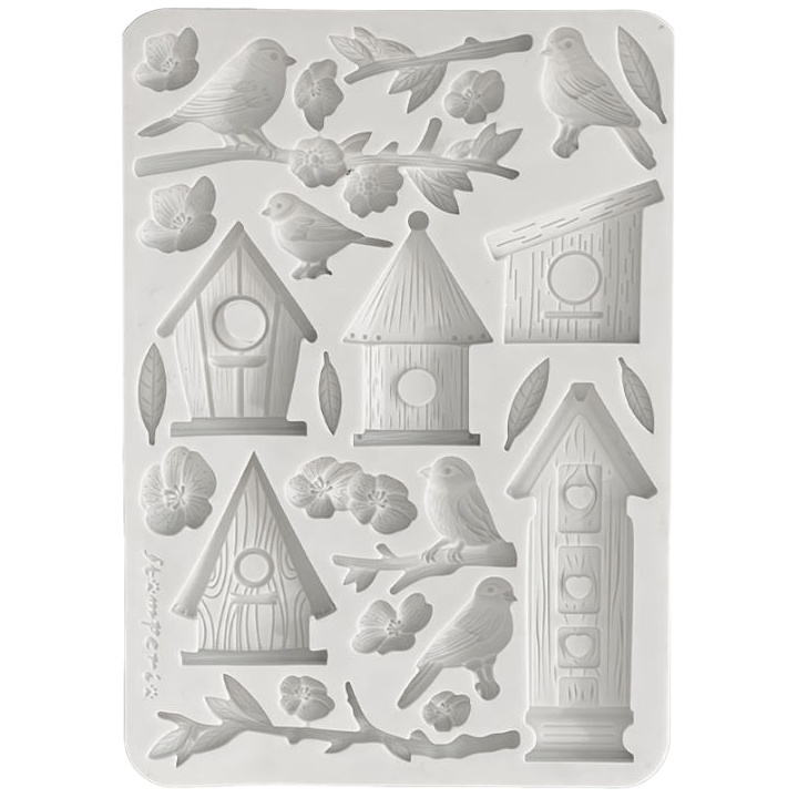 Silikonová forma na odlévání A5 - ptačí budky happiness