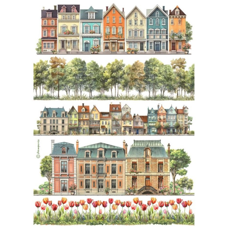 Rýžový papír Domy