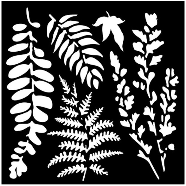 Plastová šablona 12x12cm Listy