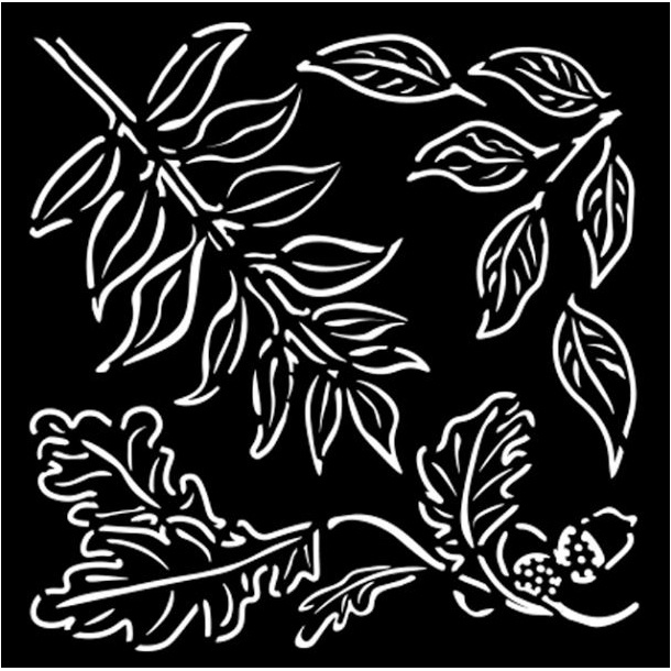 Plastová šablona 12x12cm Listy a žalud