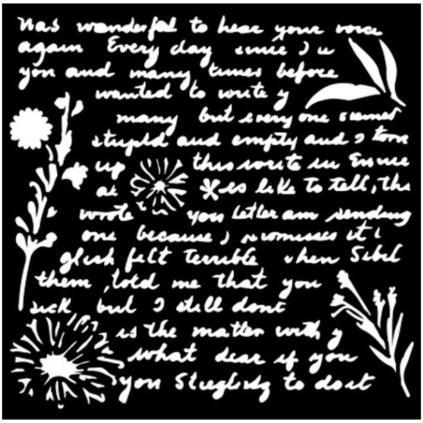 Plastová šablona 12x12cm Text