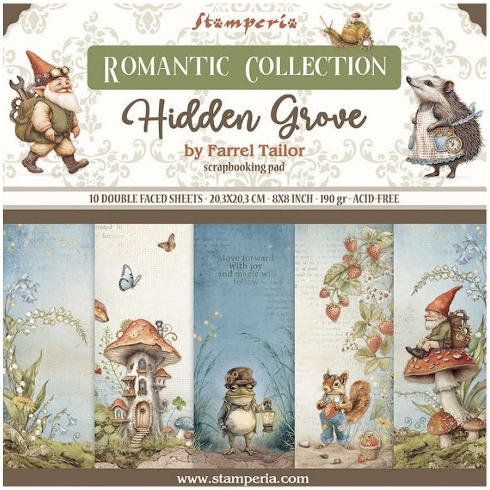 Sada oboustranných papírů 20x20cm Hidden Grove (10ks)