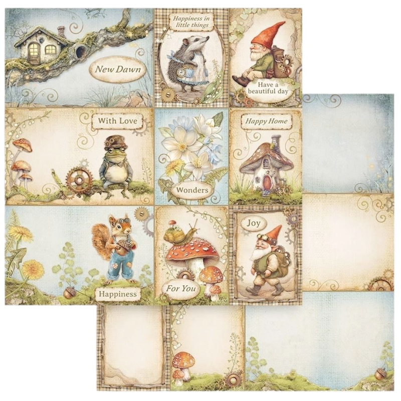 Oboustranný papír na scrapbook (1ks) Kartičky příroda