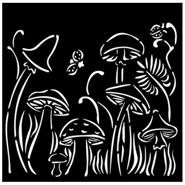 Plastová šablona 12x12cm Houby