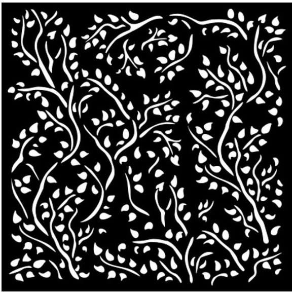 Plastová šablona 12x12cm Větve s lístky