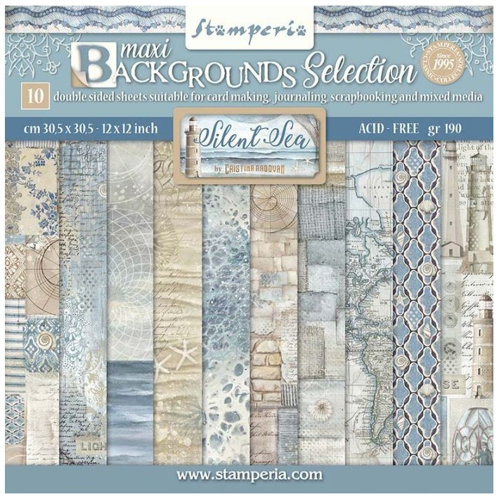 Sada oboustranných papírů 30x30cm Silent Sea (10ks)