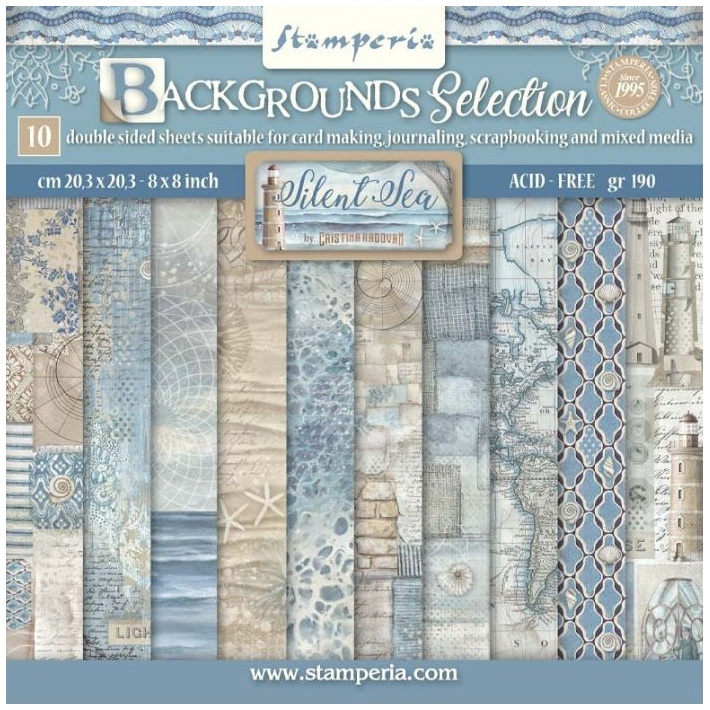 Sada oboustranných papírů 20x20cm Silent Sea (10ks)