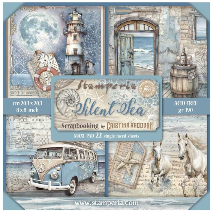 Sada jednostranných papírů 20x20cm Silent Sea (22ks)