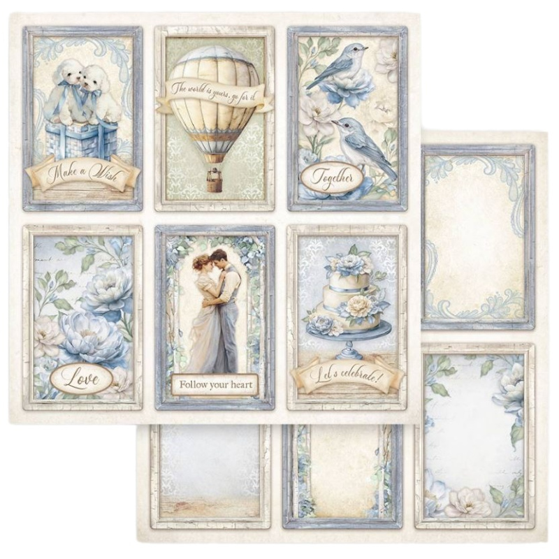 Oboustranný papír na scrapbook (1ks) Kartičky svatba