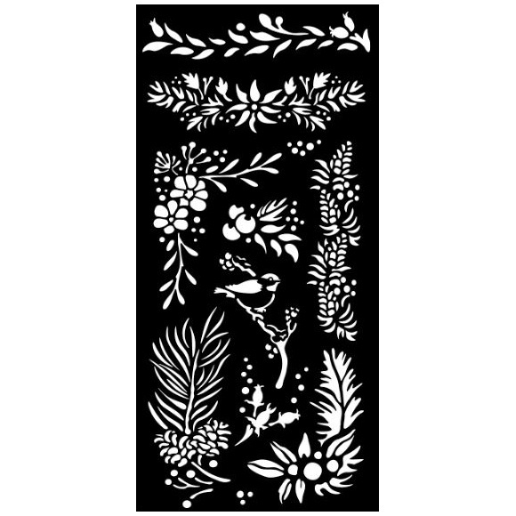 Plastová šablona 12x25cm vánoční větvičky