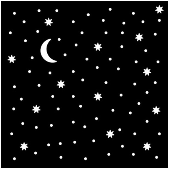 Plastová šablona 12x12cm Měsíc a hvězdy