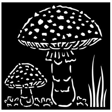 Plastová šablona 12×12cm houby Mochomůrky