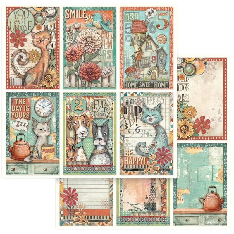 Oboustranný papír na scrapbook (1ks) Psi a kočky