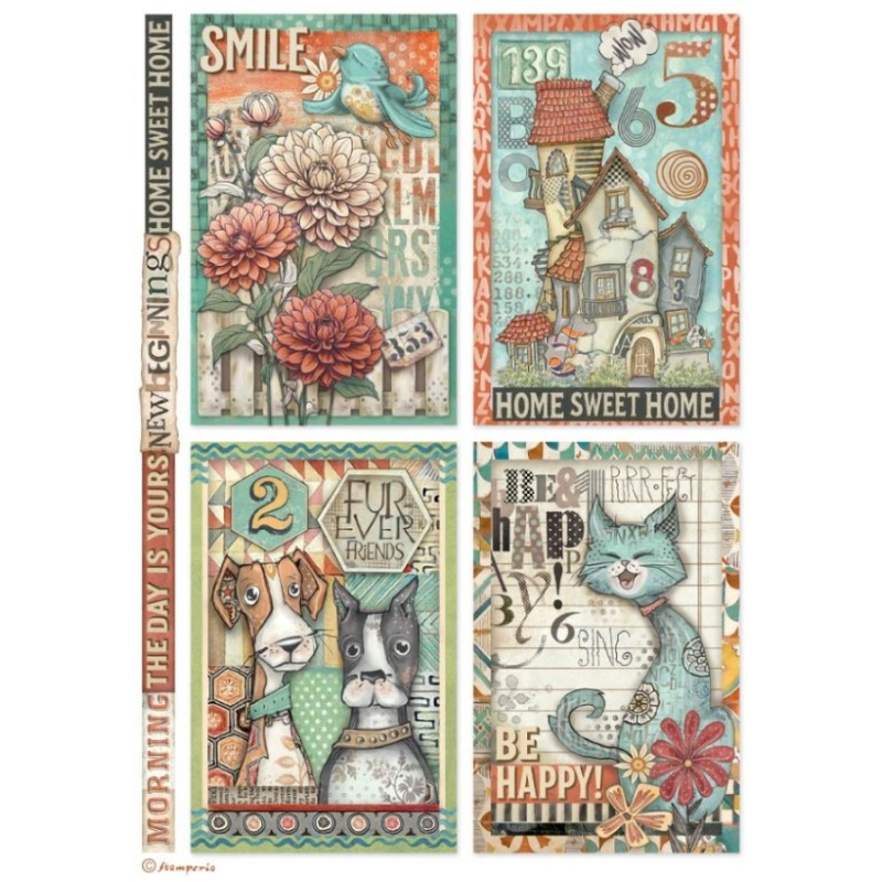 Rýžový papír Psi a kočka kartičky