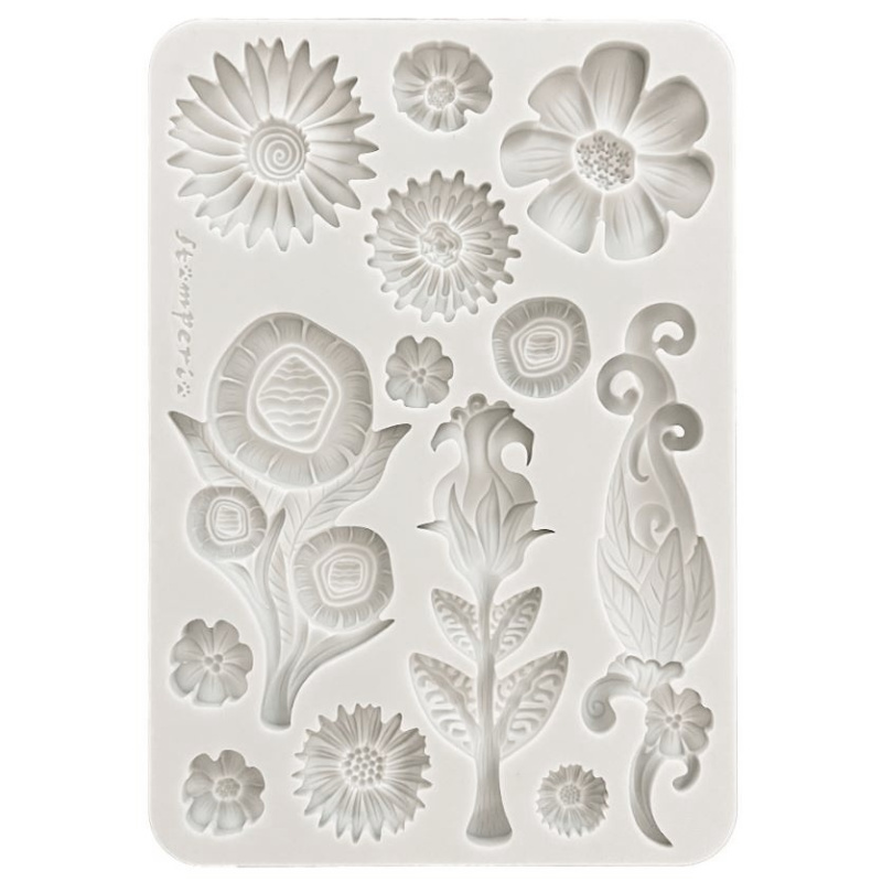 Silikonová forma na odlévání A5 - květiny mix