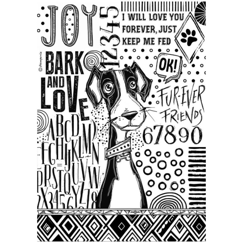 Rýžový papír Černobílý pes