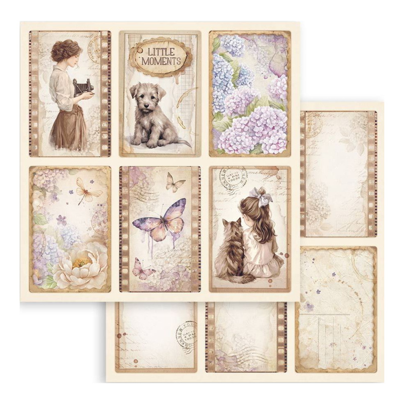 Oboustranný papír na scrapbook (1ks) Kartičky pohlednice