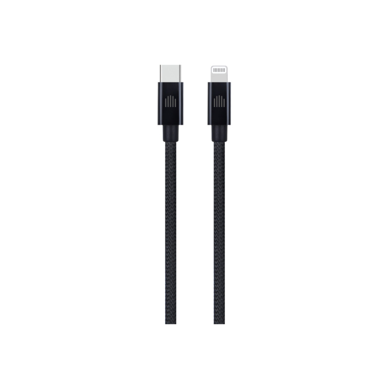 Pletený kabel USB-C / Lightning Dviced 0,25 m – černý DV120004
