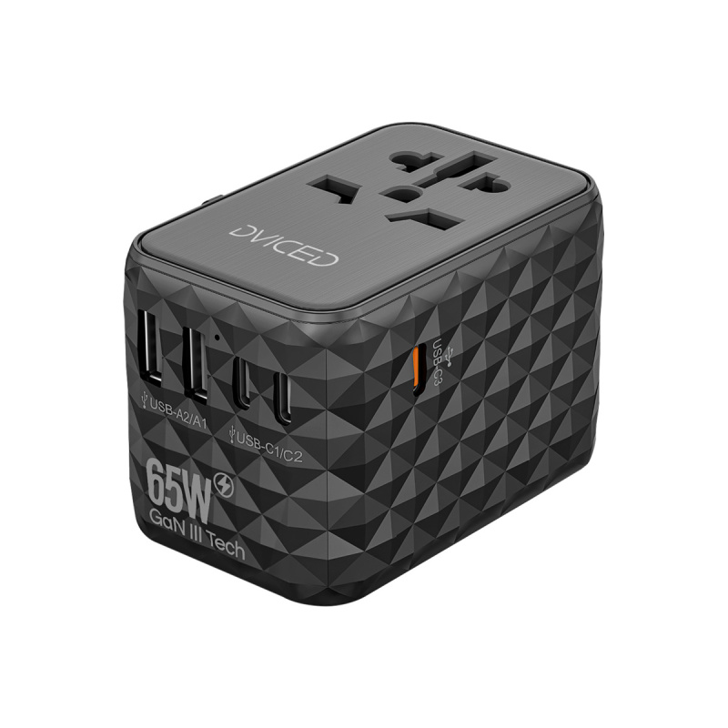 Cestovní adaptér 65W Dviced Universal – černý DV240001