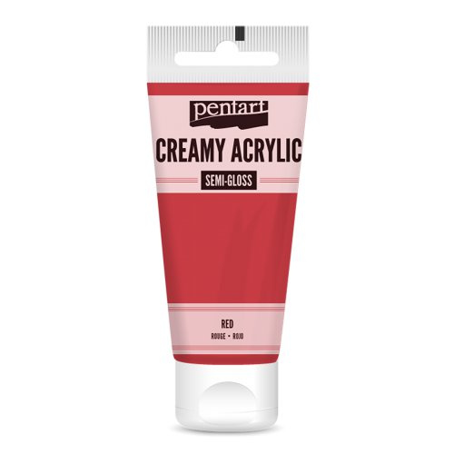 Pentart Krémová akrylová barva pololesklá PENTART 60 ml ČERVENÁ