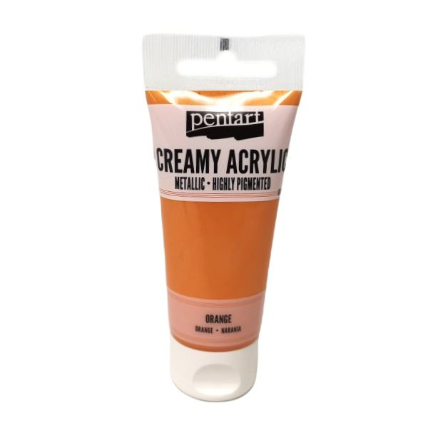 Pentart Krémová akrylová barva metalická PENTART 60 ml ORANŽOVÁ