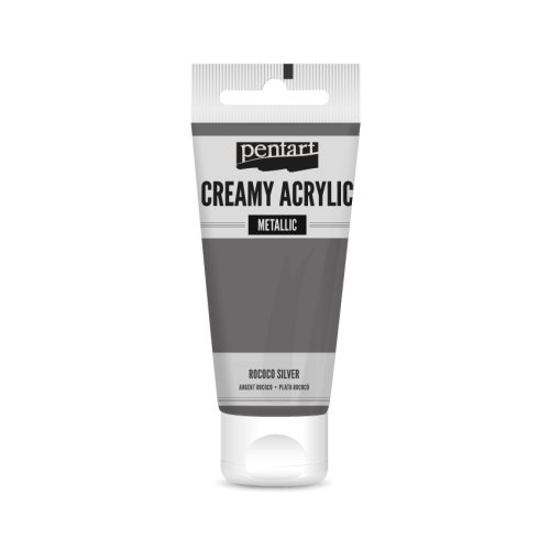 Pentart Krémová akrylová barva metalická PENTART 60 ml ROKOKO STŘÍBRNÁ