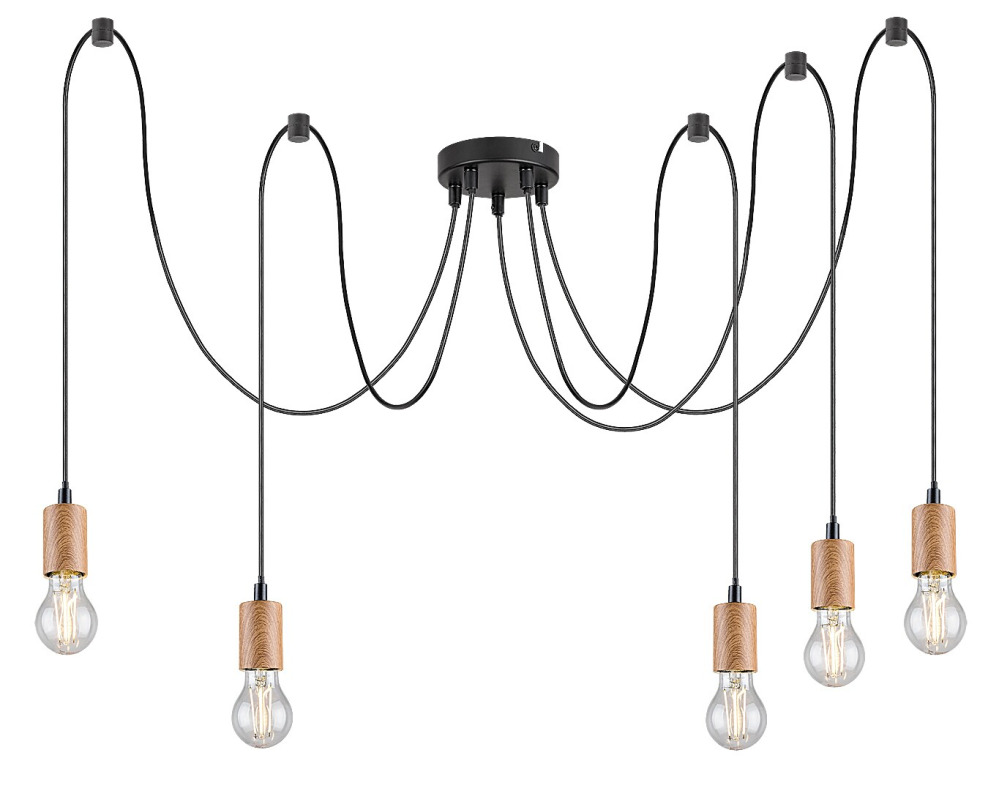 Závěsné svítidlo Dollien matná černá E27 5×60W RABALUX 72075