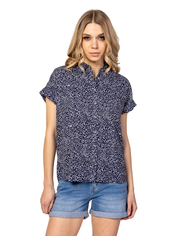 Dámská halenka k.r. HEAVY TOOLS Rhinty modro-bílá-XL
