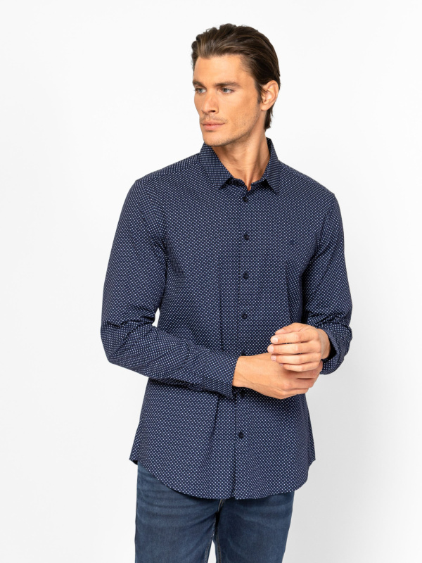 Pánská košile HEAVY TOOLS dlouhý rukáv Report modrá - XXL