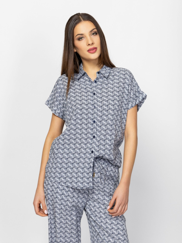 Dámská halenka  HEAVY TOOLS Rhinty modro-bílá - S