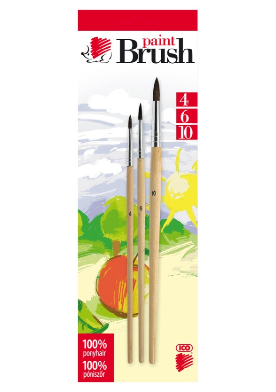 Sada štětců ICO 4, 6, 10 - přírodní, kulatý ICO